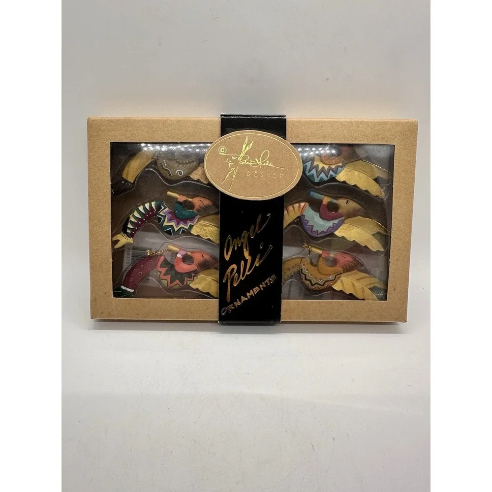 Robert Shields Angelpelli's Kokopelli Hanging Christmas Angel Ornaments 1999 NIB